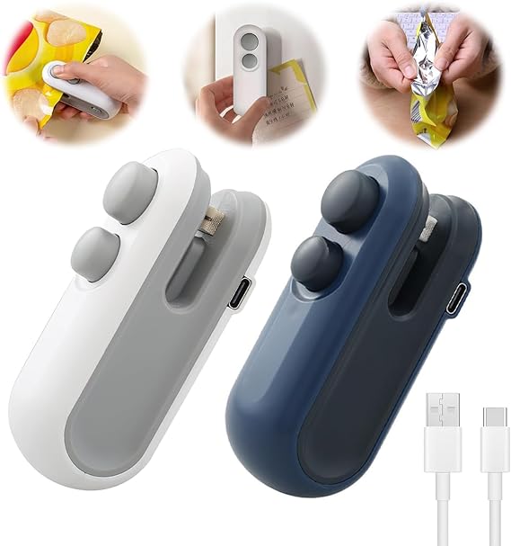MINI SELLADOR PORTATIL + CORTADOR 2 en 1 RECARGABLE PROTEGE TUS ALIMENTOS - SEGUNDA UNIDAD A 50% OFF