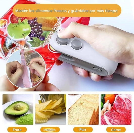 MINI SELLADOR PORTATIL + CORTADOR 2 en 1 RECARGABLE PROTEGE TUS ALIMENTOS - SEGUNDA UNIDAD A 50% OFF