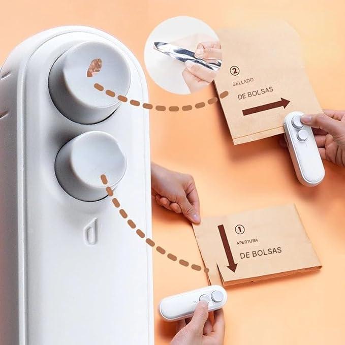 MINI SELLADOR PORTATIL + CORTADOR 2 en 1 RECARGABLE PROTEGE TUS ALIMENTOS - SEGUNDA UNIDAD A 50% OFF