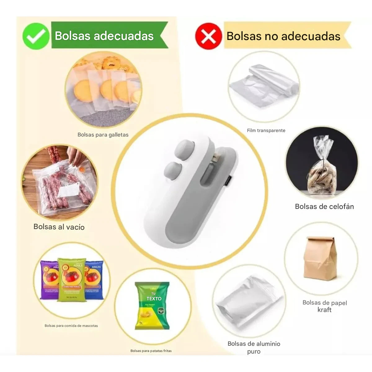 MINI SELLADOR PORTATIL + CORTADOR 2 en 1 RECARGABLE PROTEGE TUS ALIMENTOS - SEGUNDA UNIDAD A 50% OFF